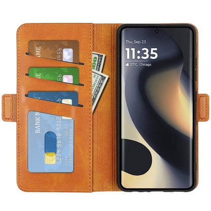 For Motorola Edge 5G 2024 Dual-side Magnetic Buckle Horizontal Flip Leather Phone Case(Yellow) by buy2fix