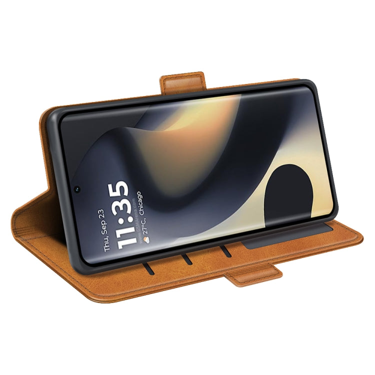 For Motorola Edge 5G 2024 Dual-side Magnetic Buckle Horizontal Flip Leather Phone Case(Yellow) by buy2fix