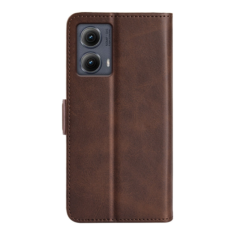 For Motorola Edge 5G 2024 Dual-side Magnetic Buckle Horizontal Flip Leather Phone Case(Brown) by buy2fix