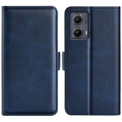 For Motorola Edge 5G 2024 Dual-side Magnetic Buckle Horizontal Flip Leather Phone Case(Dark Blue) by buy2fix