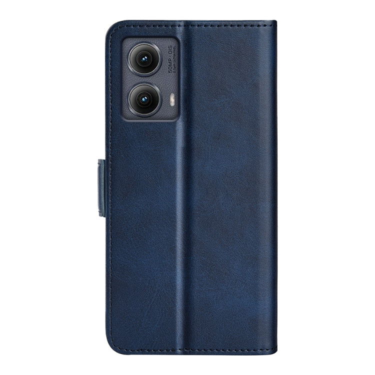 For Motorola Edge 5G 2024 Dual-side Magnetic Buckle Horizontal Flip Leather Phone Case(Dark Blue) by buy2fix