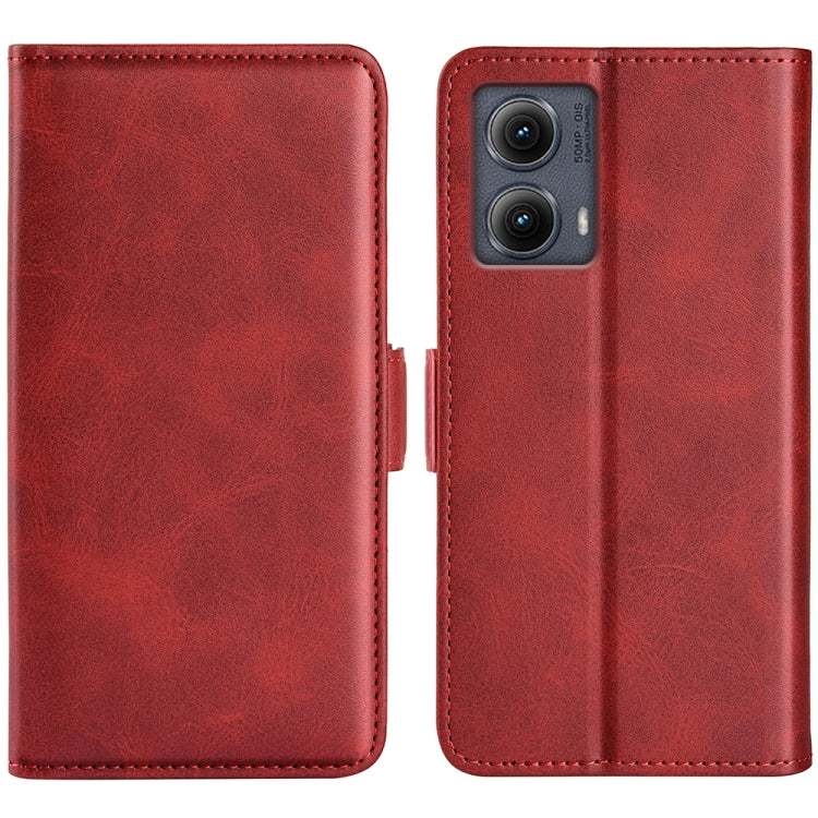 For Motorola Edge 5G 2024 Dual-side Magnetic Buckle Horizontal Flip Leather Phone Case(Red) by buy2fix