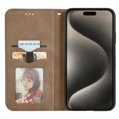 For iPhone 16 Pro Max Retro Skin Feel Magnetic Flip Leather Phone Case(Brown) by buy2fix