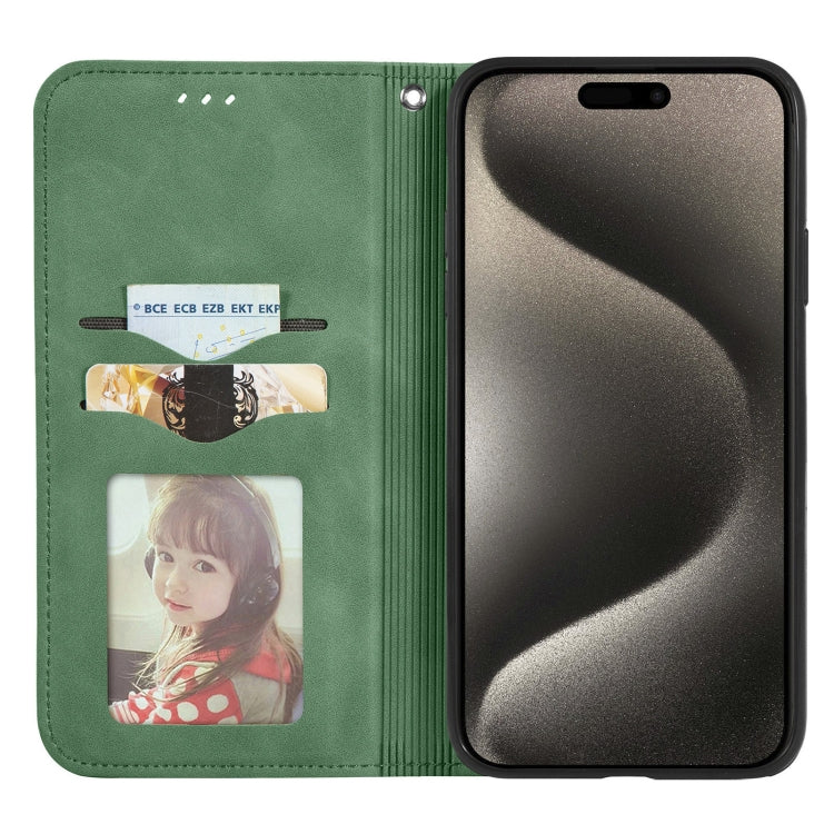 For iPhone 16 Pro Max Retro Skin Feel Magnetic Flip Leather Phone Case(Green) by buy2fix