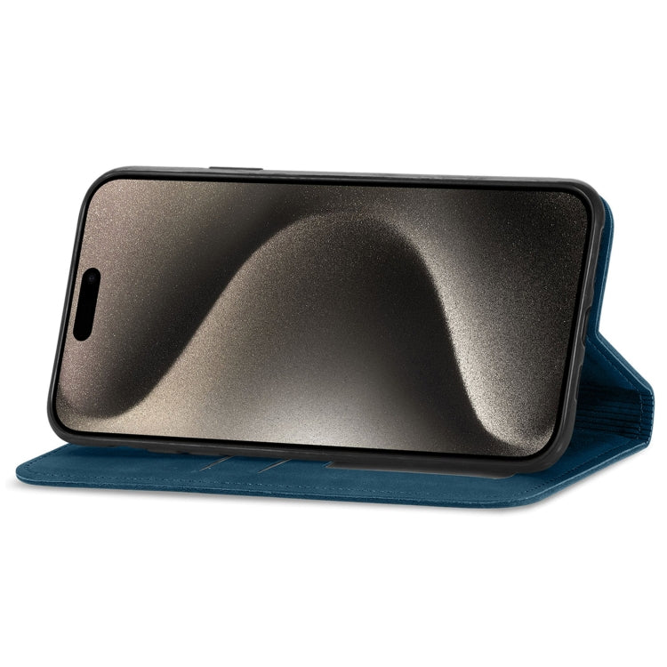 For iPhone 16 Pro Max Retro Skin Feel Magnetic Flip Leather Phone Case(Blue) by buy2fix