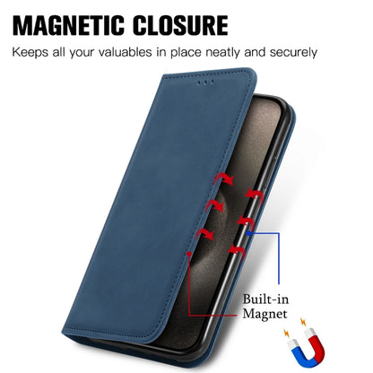 For iPhone 16 Pro Max Retro Skin Feel Magnetic Flip Leather Phone Case(Blue) by buy2fix