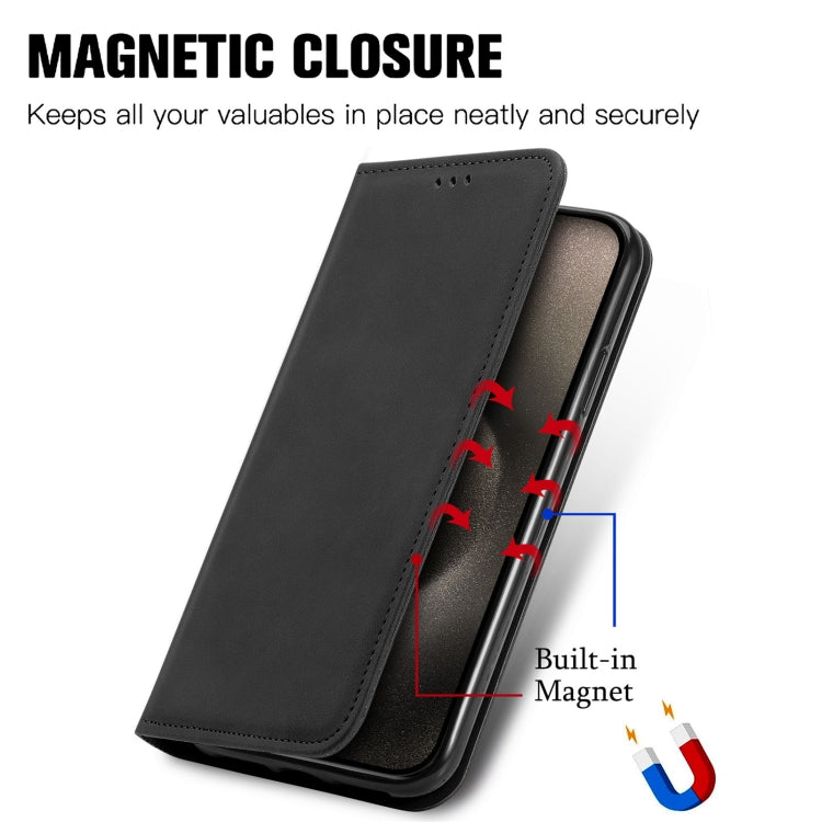 For iPhone 16 Pro Retro Skin Feel Magnetic Flip Leather Phone Case(Black) by buy2fix
