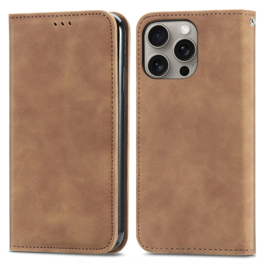 For iPhone 16 Pro Retro Skin Feel Magnetic Flip Leather Phone Case(Brown) by buy2fix