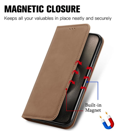For iPhone 16 Pro Retro Skin Feel Magnetic Flip Leather Phone Case(Brown) by buy2fix