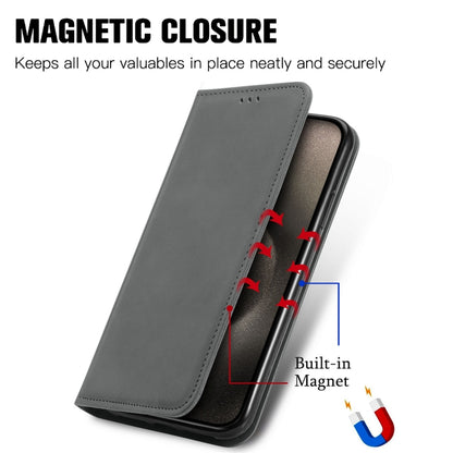 For iPhone 16 Pro Retro Skin Feel Magnetic Flip Leather Phone Case(Gray) by buy2fix