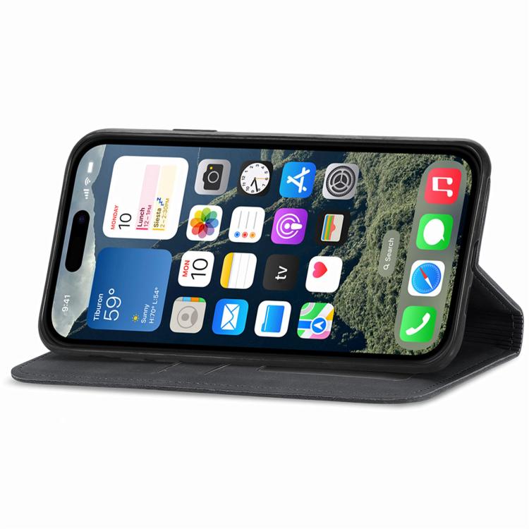 For iPhone 16e Retro Skin Feel Magnetic Flip Leather Phone Case(Black) - iPhone 16e Cases by buy2fix | Online Shopping UK | buy2fix