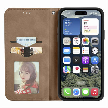 For iPhone 16e Retro Skin Feel Magnetic Flip Leather Phone Case(Brown) - iPhone 16e Cases by buy2fix | Online Shopping UK | buy2fix