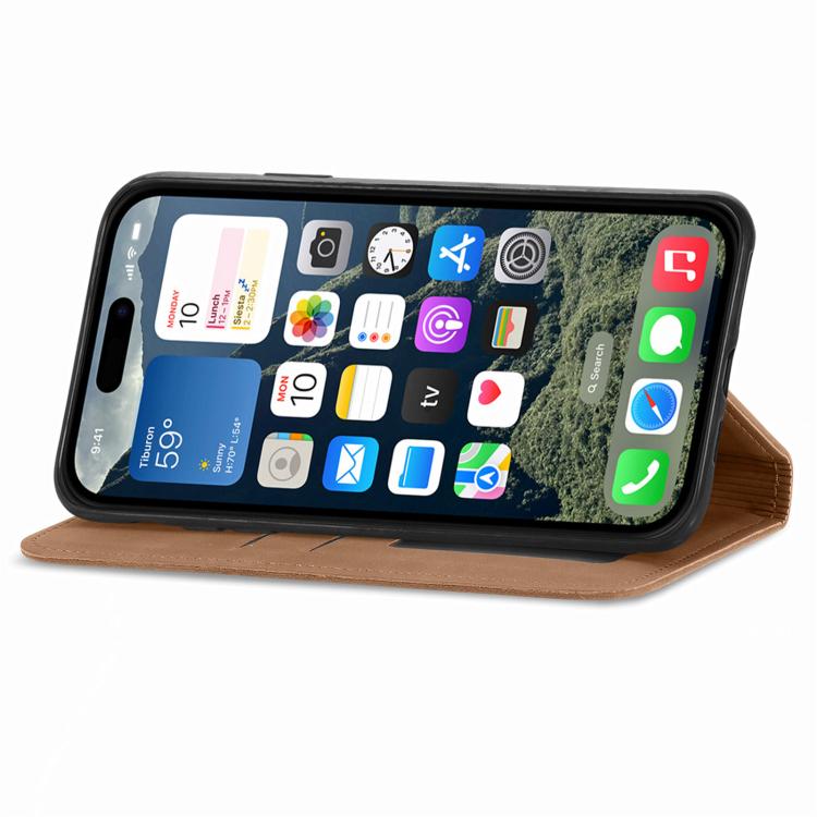 For iPhone 16e Retro Skin Feel Magnetic Flip Leather Phone Case(Brown) - iPhone 16e Cases by buy2fix | Online Shopping UK | buy2fix