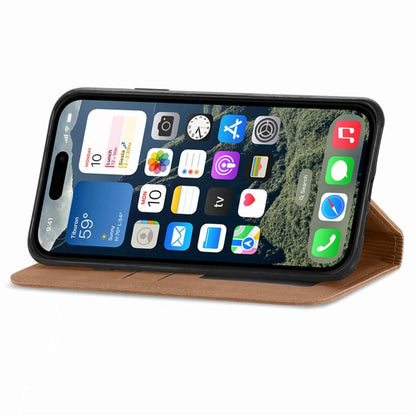 For iPhone 16e Retro Skin Feel Magnetic Flip Leather Phone Case(Brown) - iPhone 16e Cases by buy2fix | Online Shopping UK | buy2fix