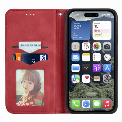 For iPhone 16e Retro Skin Feel Magnetic Flip Leather Phone Case(Red) - iPhone 16e Cases by buy2fix | Online Shopping UK | buy2fix