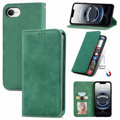 For iPhone 16e Retro Skin Feel Magnetic Flip Leather Phone Case(Green) - iPhone 16e Cases by buy2fix | Online Shopping UK | buy2fix