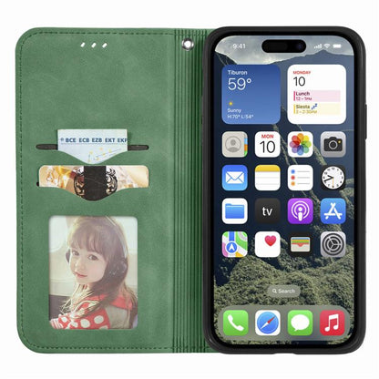 For iPhone 16e Retro Skin Feel Magnetic Flip Leather Phone Case(Green) - iPhone 16e Cases by buy2fix | Online Shopping UK | buy2fix