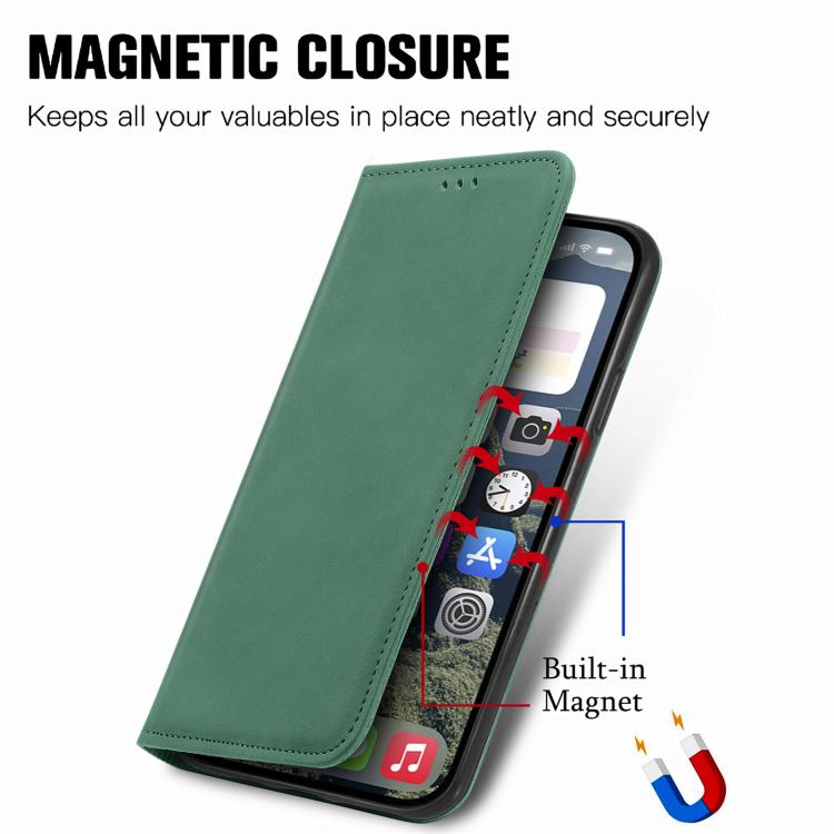 For iPhone 16e Retro Skin Feel Magnetic Flip Leather Phone Case(Green) - iPhone 16e Cases by buy2fix | Online Shopping UK | buy2fix
