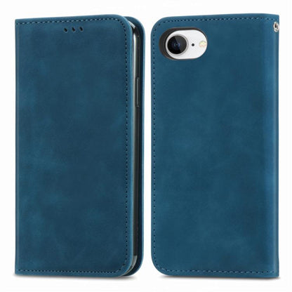 For iPhone 16e Retro Skin Feel Magnetic Flip Leather Phone Case(Blue) - iPhone 16e Cases by buy2fix | Online Shopping UK | buy2fix