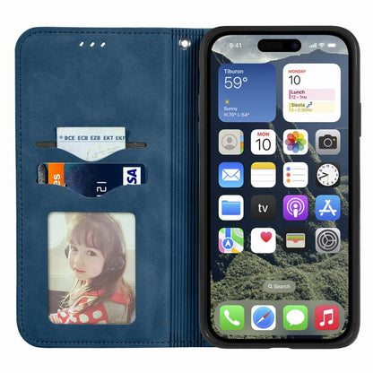 For iPhone 16e Retro Skin Feel Magnetic Flip Leather Phone Case(Blue) - iPhone 16e Cases by buy2fix | Online Shopping UK | buy2fix