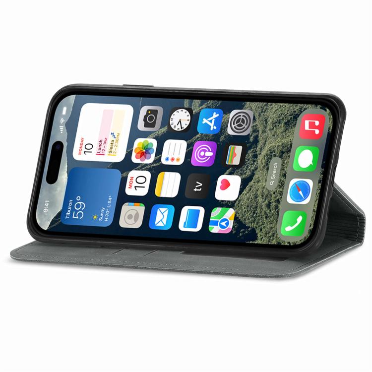 For iPhone 16e Retro Skin Feel Magnetic Flip Leather Phone Case(Gray) - iPhone 16e Cases by buy2fix | Online Shopping UK | buy2fix