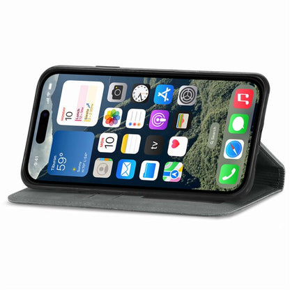 For iPhone 16e Retro Skin Feel Magnetic Flip Leather Phone Case(Gray) - iPhone 16e Cases by buy2fix | Online Shopping UK | buy2fix