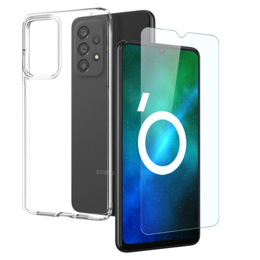 For Samsung Galaxy A33 5G NORTHJO Transparent TPU Phone Case with Tempered Glass Film(Transparent) - Galaxy Phone Cases by NORTHJO | Online Shopping UK | buy2fix