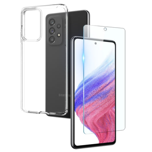 For Samsung Galaxy A53 5G NORTHJO Transparent TPU Phone Case with Tempered Glass Film(Transparent) - Galaxy Phone Cases by NORTHJO | Online Shopping UK | buy2fix