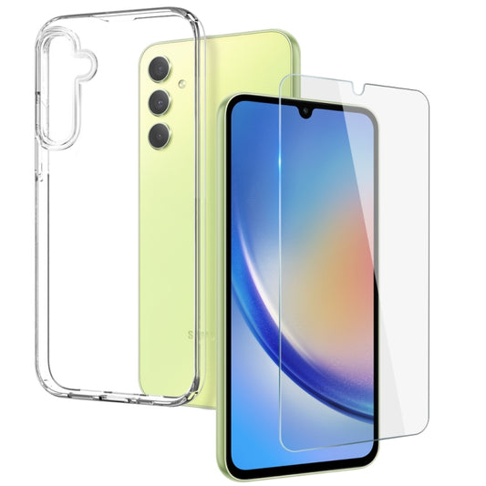 For Samsung Galaxy A34 5G NORTHJO Transparent TPU Phone Case with Tempered Glass Film(Transparent) - Galaxy Phone Cases by NORTHJO | Online Shopping UK | buy2fix