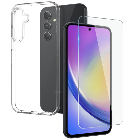 For Samsung Galaxy A35 5G NORTHJO Transparent TPU Phone Case with Tempered Glass Film(Transparent) - Galaxy Phone Cases by NORTHJO | Online Shopping UK | buy2fix