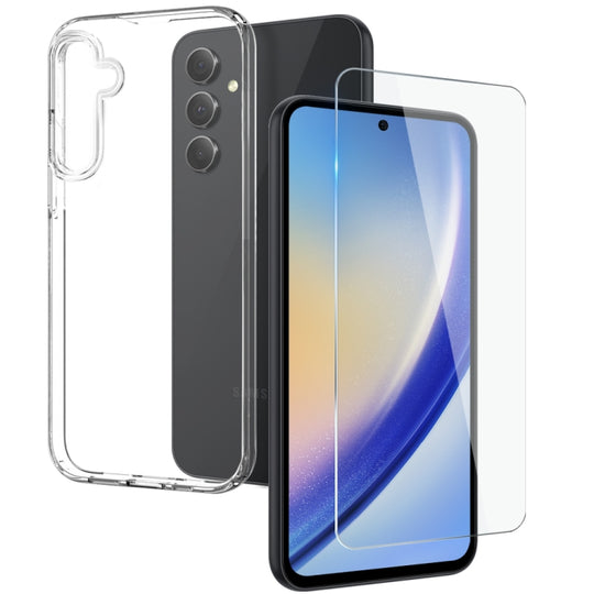 For Galaxy A55 5G NORTHJO Transparent TPU Phone Case with Tempered Glass Film(Transparent)
