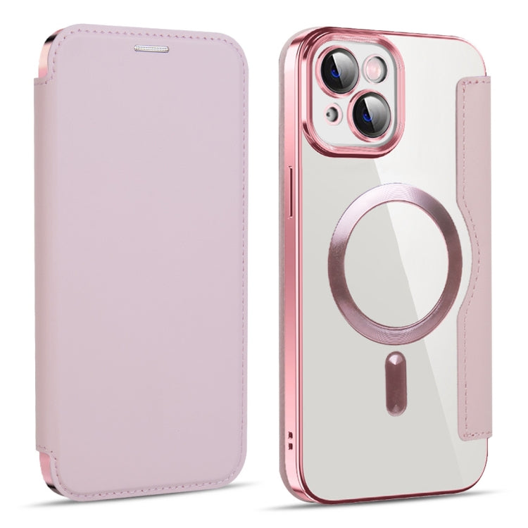 For iPhone 15 Shield MagSafe RFID Anti-theft Leather Phone Case(Pink) - iPhone 15 Cases by buy2fix | Online Shopping UK | buy2fix
