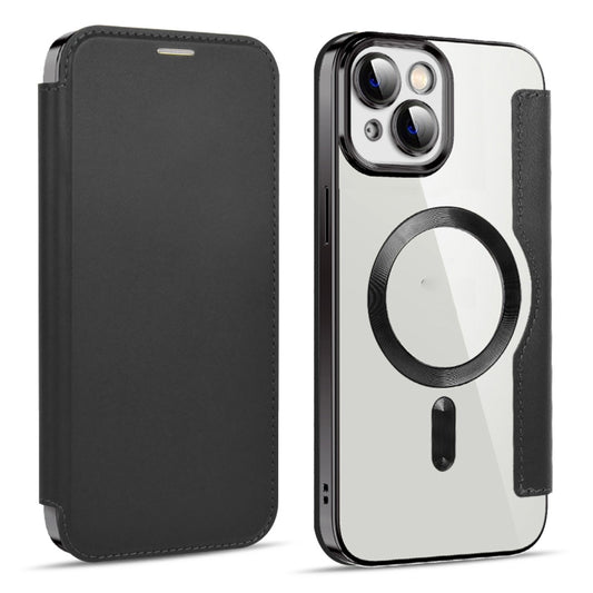For iPhone 15 Shield MagSafe RFID Anti-theft Leather Phone Case(Black) - iPhone 15 Cases by buy2fix | Online Shopping UK | buy2fix