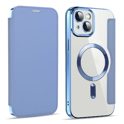 For iPhone 15 Shield MagSafe RFID Anti-theft Leather Phone Case(Blue) - iPhone 15 Cases by buy2fix | Online Shopping UK | buy2fix