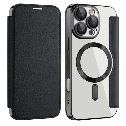 For iPhone 16 Pro Max Shield MagSafe RFID Anti-theft Leather Phone Case(Black) by buy2fix