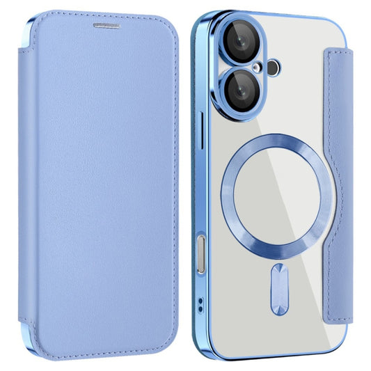 For iPhone 16 Plus Shield MagSafe RFID Anti-theft Leather Phone Case(Blue) - iPhone 16 Plus Cases by buy2fix | Online Shopping UK | buy2fix