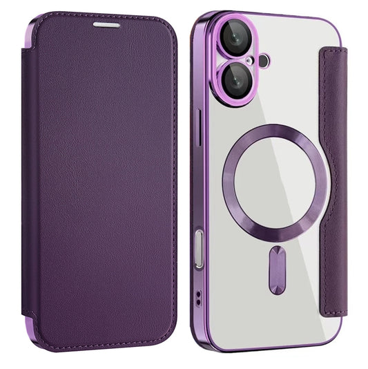 For iPhone 16 Plus Shield MagSafe RFID Anti-theft Leather Phone Case(Purple) - iPhone 16 Plus Cases by buy2fix | Online Shopping UK | buy2fix