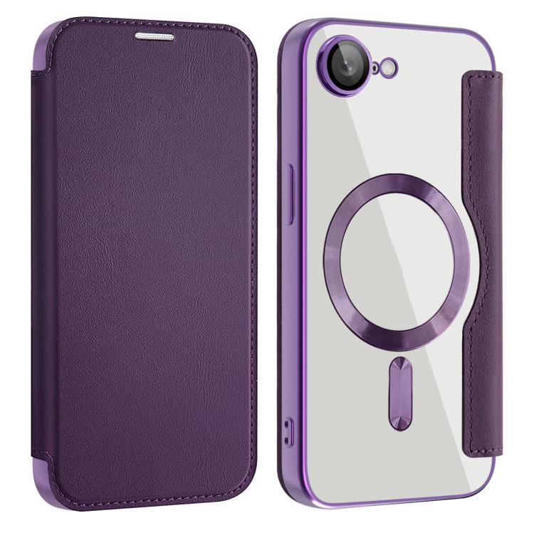 For iPhone 16e Shield MagSafe RFID Anti-theft Leather Phone Case(Purple) - iPhone 16e Cases by buy2fix | Online Shopping UK | buy2fix