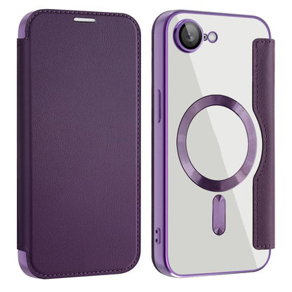 For iPhone 16e Shield MagSafe RFID Anti-theft Leather Phone Case(Purple) - iPhone 16e Cases by buy2fix | Online Shopping UK | buy2fix