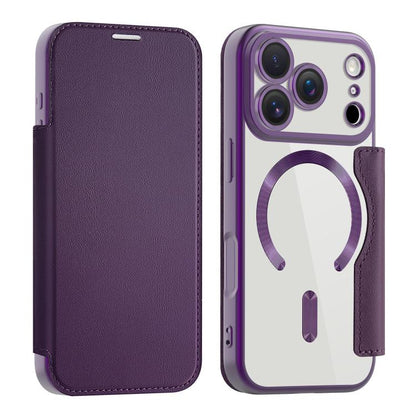 For iPhone 17 Pro Shield MagSafe RFID Anti-theft Leather Phone Case(Purple) - iPhone 17 Pro Cases by buy2fix | Online Shopping UK | buy2fix