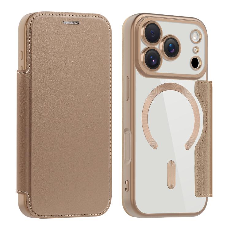 For iPhone 17 Pro Shield MagSafe RFID Anti-theft Leather Phone Case(Desert Gold) - iPhone 17 Pro Cases by buy2fix | Online Shopping UK | buy2fix
