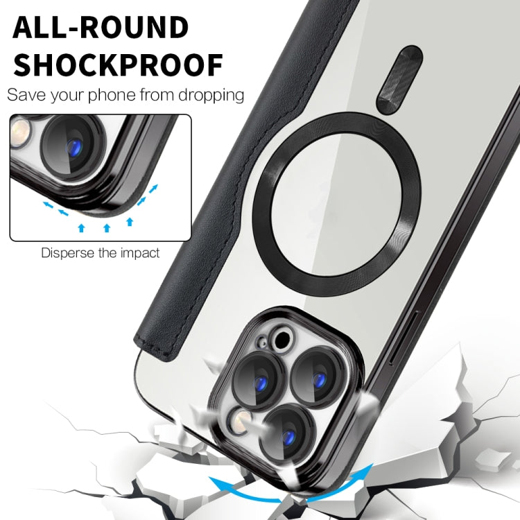 For iPhone 15 Shield MagSafe RFID Anti-theft Leather Phone Case(Black) - iPhone 15 Cases by buy2fix | Online Shopping UK | buy2fix