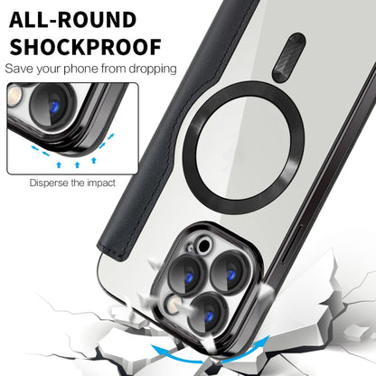 For iPhone 16 Shield MagSafe RFID Anti-theft Leather Phone Case(Blue) - iPhone 16 Cases by buy2fix | Online Shopping UK | buy2fix