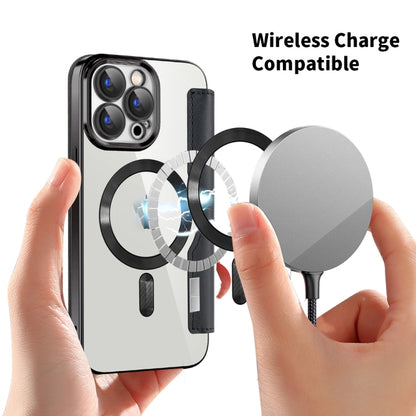 For iPhone 15 Shield MagSafe RFID Anti-theft Leather Phone Case(Black) - iPhone 15 Cases by buy2fix | Online Shopping UK | buy2fix