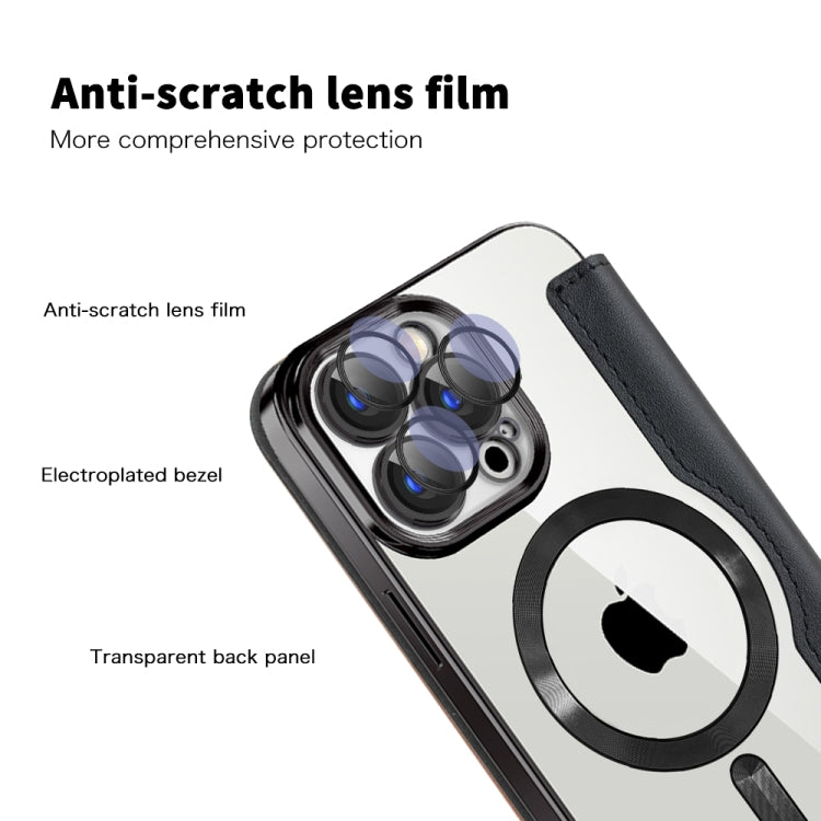 For iPhone 15 Shield MagSafe RFID Anti-theft Leather Phone Case(Black) - iPhone 15 Cases by buy2fix | Online Shopping UK | buy2fix