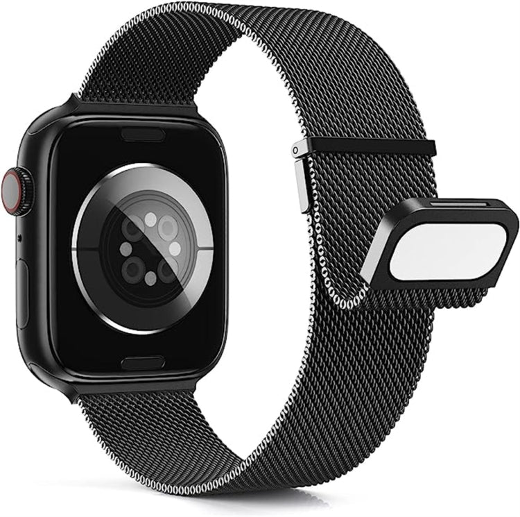 For Apple Watch Ultra 49mm Milan Double Magnetic Steel Mesh Watch Band(Black) by buy2fix