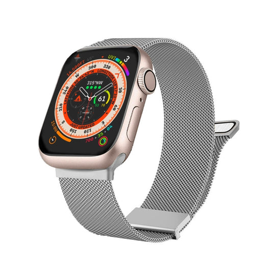For Apple Watch 8 41mm Milan Double Magnetic Steel Mesh Watch Band(Silver) - Watch Bands by buy2fix | Online Shopping UK | buy2fix