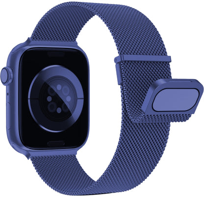 For Apple Watch 8 41mm Milan Double Magnetic Steel Mesh Watch Band(Blue) by buy2fix