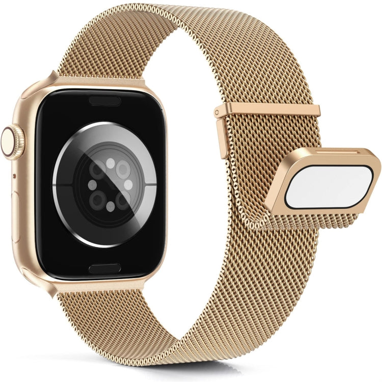 For Apple Watch 8 45mm Milan Double Magnetic Steel Mesh Watch Band(Rose Gold) - Watch Bands by buy2fix | Online Shopping UK | buy2fix
