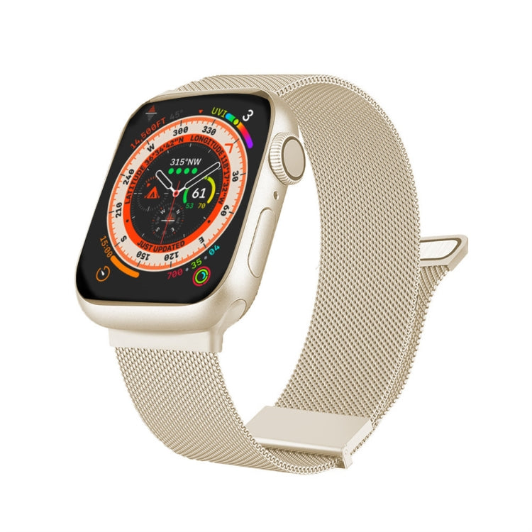 For Apple Watch 7 41mm Milan Double Magnetic Steel Mesh Watch Band(Starlight Color) - Watch Bands by buy2fix | Online Shopping UK | buy2fix
